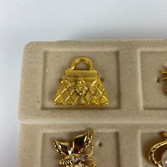 Set of 12 Gold Tone Metal Lapel Pins Brooches Piano Guitar Horse Butterfly Sun H - Picture 5 of 5